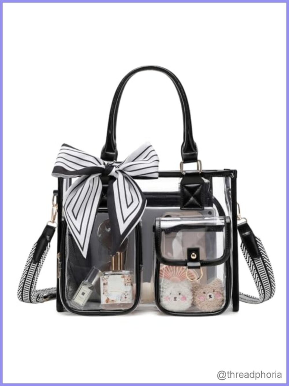 Clear PVC Tote Bag Stadium Approved Transparent Purse for Sports Concerts Travel